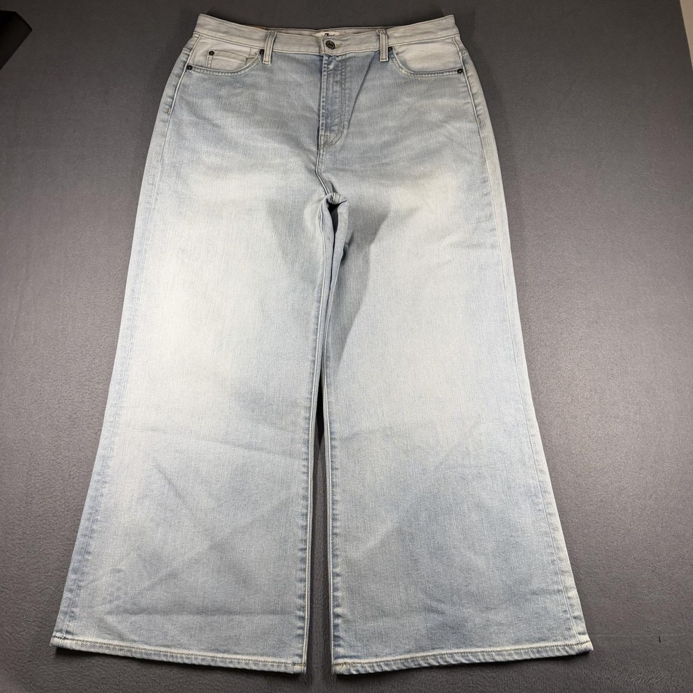 7 For All Mankind High Rise Cropped Jo Jeans Womens 33 Light Wash Wide Leg NWT